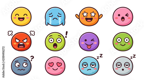 A collection of cute emoticon faces.