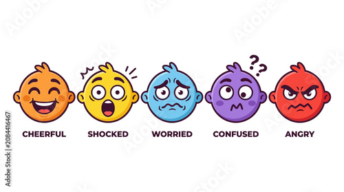 Emotions and facial expressions concept.