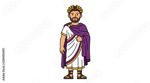 Illustration of a man dressed as Roman Emperor.