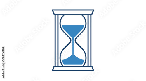 A blue hourglass on a white background.