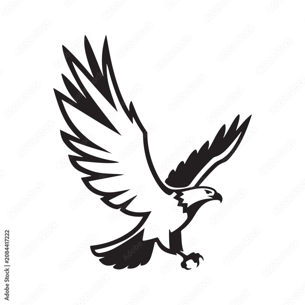 Obraz premium Eagle Silhouette Against White Background Graphic Illustration