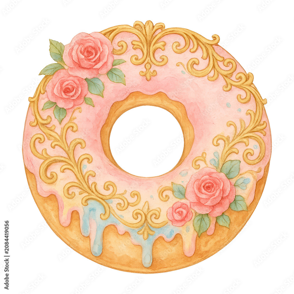 Obraz premium PNG Elegant floral donut illustration.