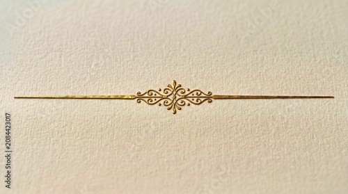 Gold Foil Decorative Border With Floral Embellishment on Textured Beige Background