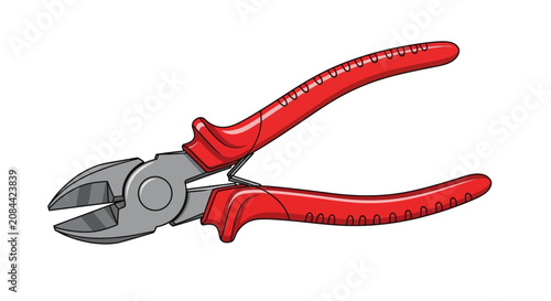 Fotografia Red handled metal gripping pliers tool.