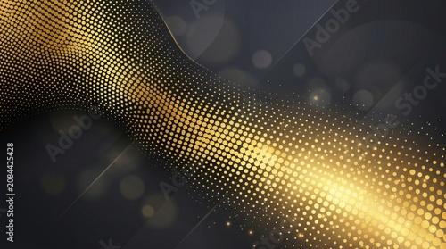 Golden Abstract Gradient With Geometric Dot Pattern on Dark Background