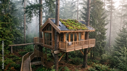 Collection of premium treehouse landscape photographs featuring rustic wooden cabins, luxury forest retreats, eco-friendly treehouses, suspension bridges, riverside escapes, waterfall views, tropical 