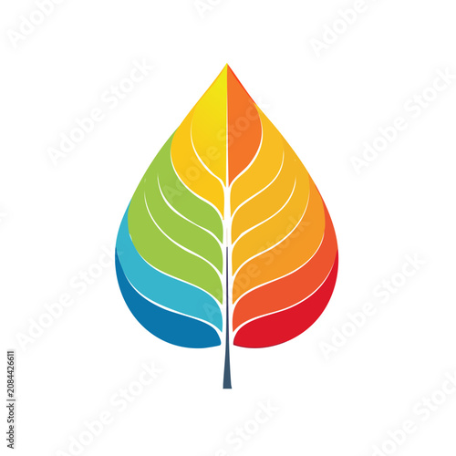 Rainbow colored leaf vector illustration