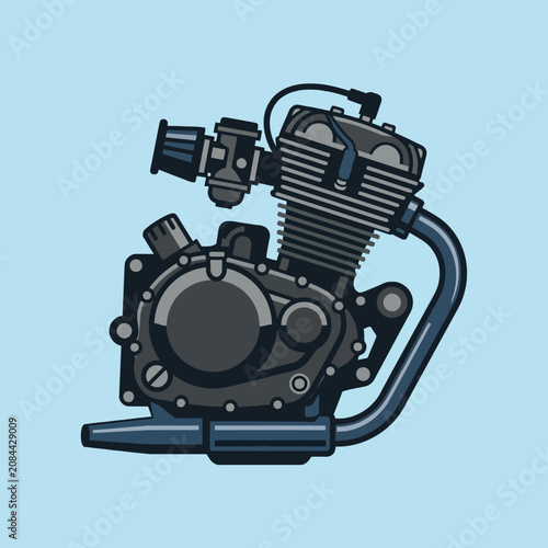 Bild auf Leinwand A detailed illustration of a classic motorcycle engine design