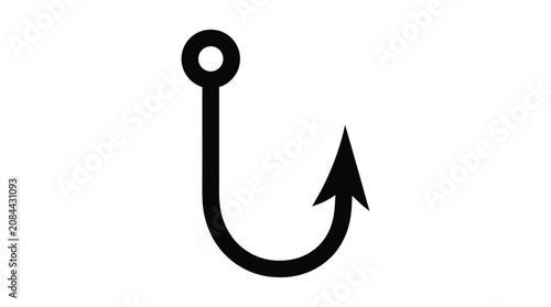 Quadro su tela fish hook silhouette on white background fishhook fishing black simple graphic d