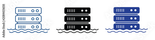Obraz na plátně Data lake icon collection, cloud data storage symbols, big data repository graph