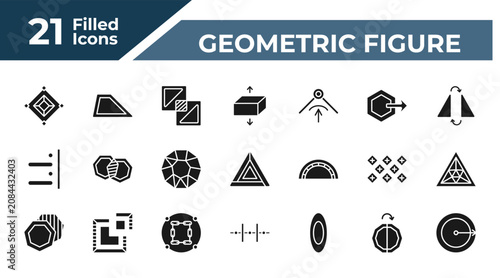 Obraz na płótnie filled geometric figure icons set - synergy, trapezium, flatten, mirror horizontally