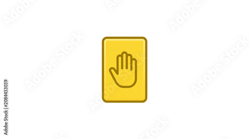 Tableau sur toile Yellow stop sign with hand symbol illustration.