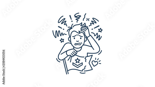 Obraz na plátně Young man experiencing anxiety and stress with a worried expression