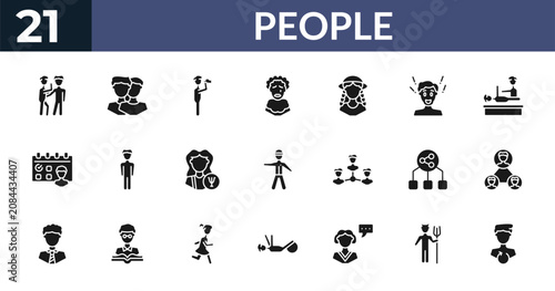 Fotografía filled people icons set - gossip, relations, monocular, devil standing up