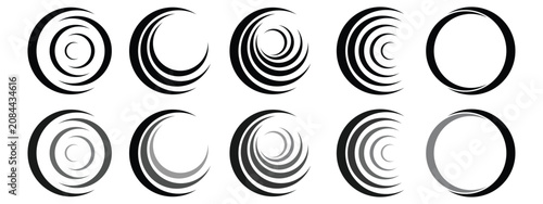 Obraz na płótnie Abstract black half rotate circle logo symbol.