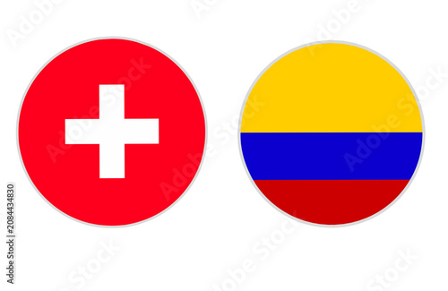 Bild auf Leinwand round shape of swiss flag and colombian flag with transparent background