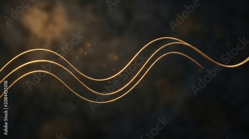 Golden Abstract Wave Lines on Dark Background