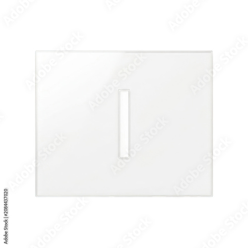 Minimalist white panel with vertical slot for product or brand integration.