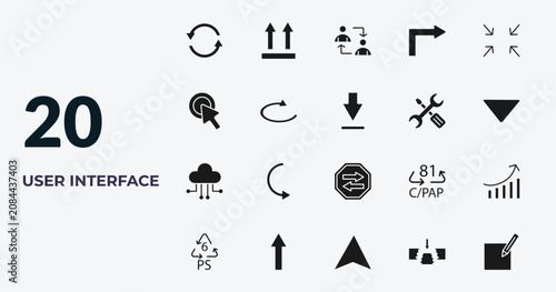 Quadro em tela filled user interface icons set - refresh button, up side, exchange personel, gap