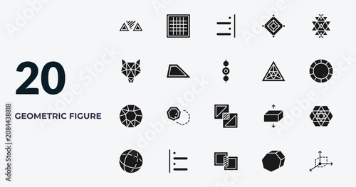 Cuadro en lienzo filled geometric figure icons set - triple triangle, grids, right alignment, perspective