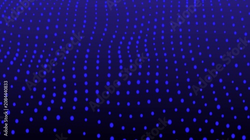 Abstract motion background with blue glowing dots moving in waves 3D featuring a grid of that ripple and move in a wave like pattern