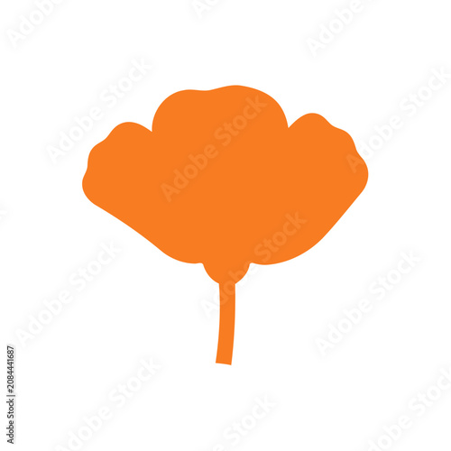 Orange Ginkgo Leaf Flat Vector Illustration