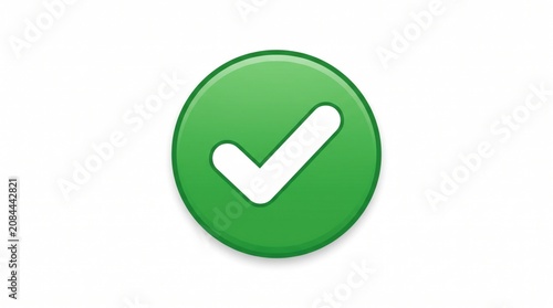 Green Checkmark Icon on White Background for Digital Interfaces and Marketing Materials