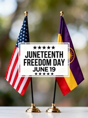 Juneteenth Freedom Day Flags on Table