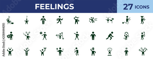 Konstfotografi filled feelings icons set - terrible human, guilty human, full human, incomplete