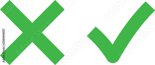 Foto Green checkmark and x mark symbols for validation and rejection with checkmark v