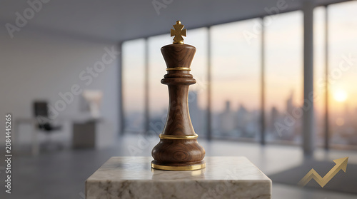 Wooden chess king piece in office