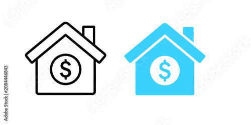 Real estate money house icon symbol isolated on transparent background