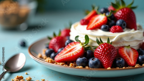 Ar beautiful modern house iteration creative design style Healthy breakfast with yogurt berries granola and