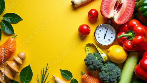 Healthy food ingredients and iteration measuring tape ar beautiful modern house creative design style Weight