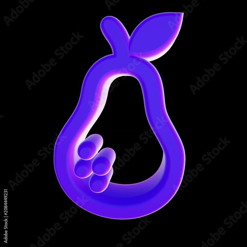 Glowing blue pear animation icon for modern digital motion footage