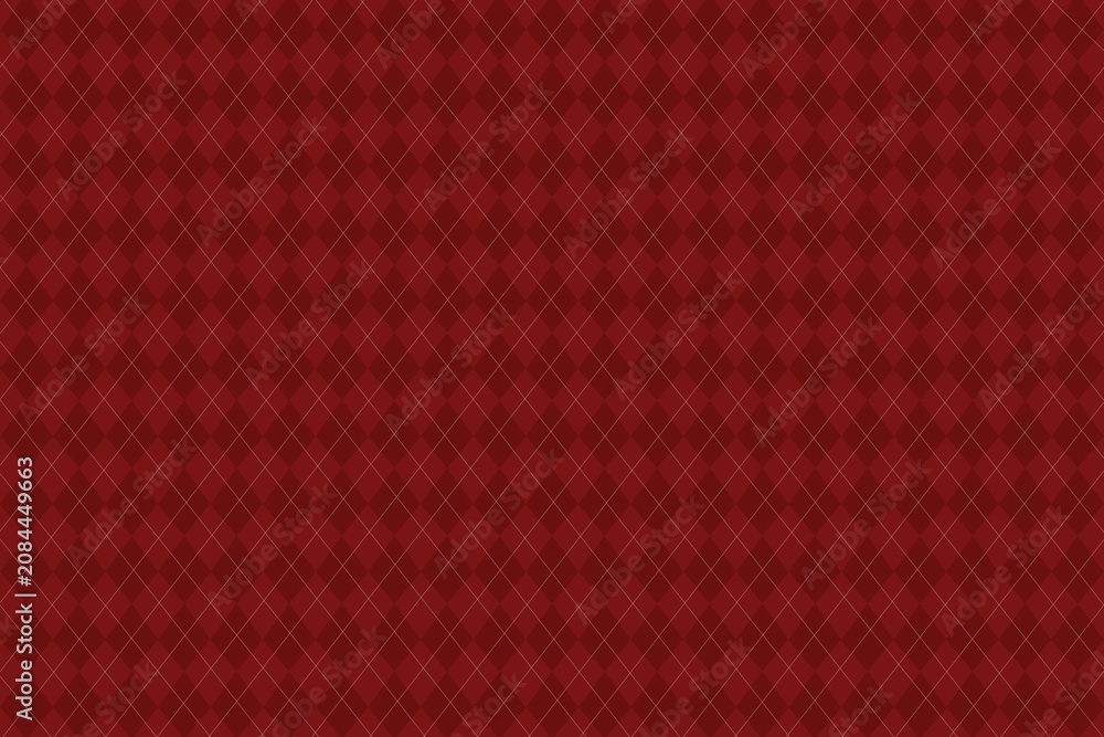 Fototapeta premium Dark Red Argyle Vector Pattern. Christmas Background. Golf Textile Print. Emerald Diamonds with Gold Accent Lines. Seamless Pattern Tile.