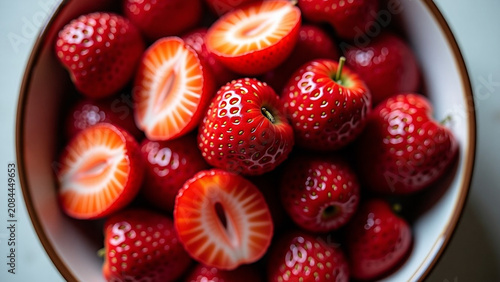 Fruit top view ar iteration beautiful modern house creative design style concept Fresh sliced strawberries