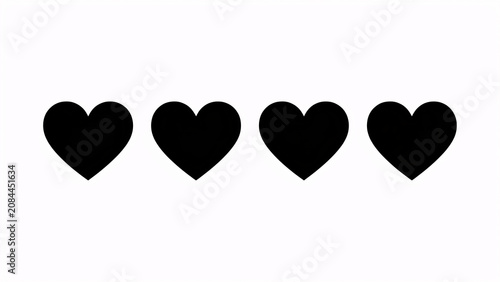 Black Heart Shape Border Pattern Isolated on White Background