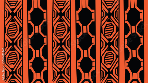Fotografi sacred brazilian indigenous geometric motif, tribal body art style, traditional
