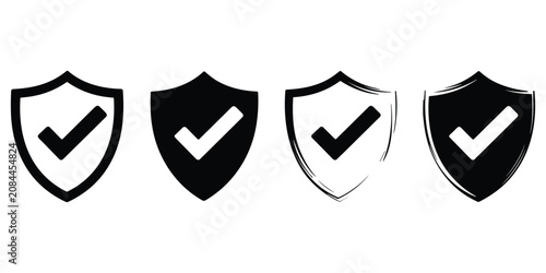 Obraz na płótnie Shield with check mark vector icons