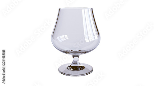 Bild auf Leinwand Clear empty brandy snifter glass with wide bowl and stem, isolated on transparen