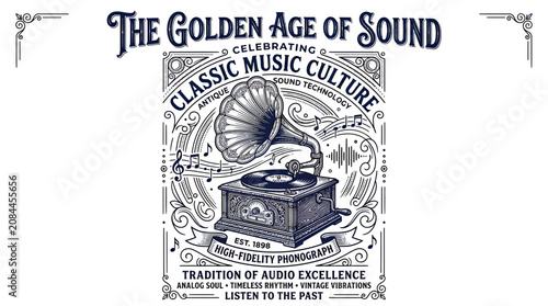 Tableau sur toile Vintage Phonograph & Music Culture: Golden Age of Sound