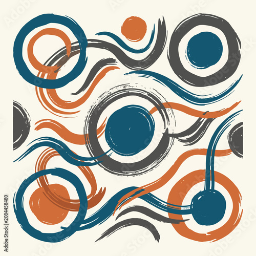 Modern abstract pattern with hand painted brush strokes