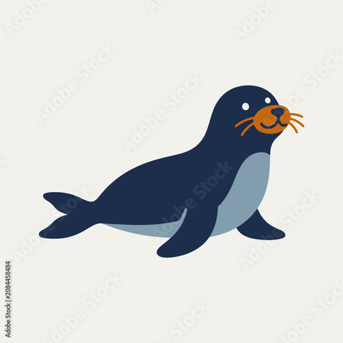 Cute dark blue seal illustration isolated on a light background