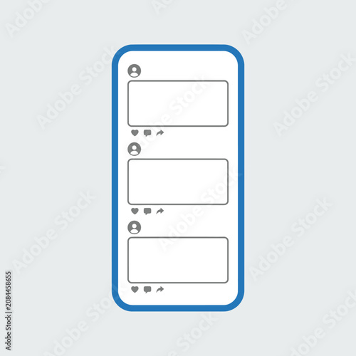 Vector illustration of a social media feed on a mobile phone