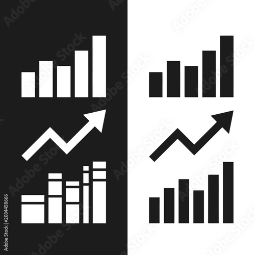 Minimalist business growth and financial chart icons set