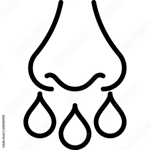 Rhinorrhea, rhinitis thin line icon. Runny nose. Symptom of flu, influenza, grippe. Healthcare vector illustration.