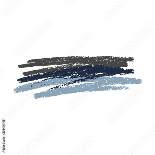Abstract blue and grey wax crayon strokes on white background