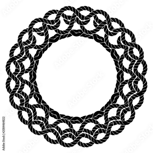 Black Celtic knot circular frame isolated on white background