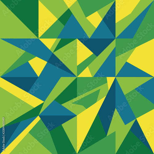 Modern abstract pattern of green and yellow geometric shapes